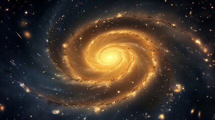 a spiraling galaxy with glowing stars and dust.
