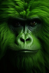 Poster - Gorilla - Rich range and green abstract shapes in a rounded form.