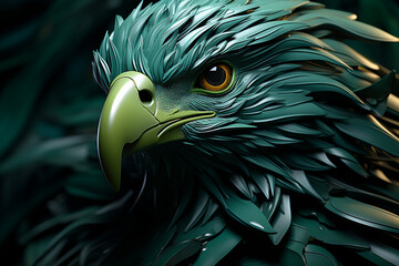 Poster - Bald Eagle - Rich range and green abstract shapes in a rounded form.
