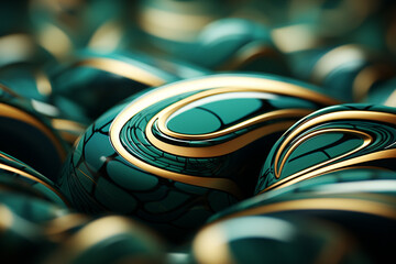 Aufkleber - Native Americans - Rich range and green abstract shapes in a rounded form.