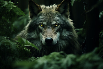 Poster - wolf - Rich range and green abstract shapes in a rounded form.