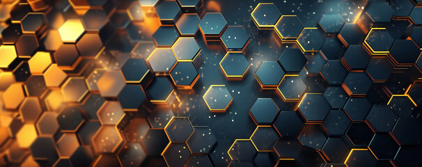 Futuristic Hexagon Pattern with Radiant Lights. Abstract Futuristic Digital Technology Hexagon