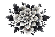 An Illustration Of A Black And White Or Coloring Mandala. Cosmic Flower Of Life. The Idea For A Tattoo Isolated On PNG Background. Generative Ai.