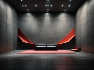 Abstract dark empty concrete interior room, interior wall, wallpaper and background, for product ads