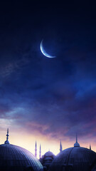 Mosque vertical image, social media story, Ramadan or islamic concept