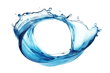 Blue water swirl splash with little bubbles isolated on clear png background, liquid flowing in form of wave