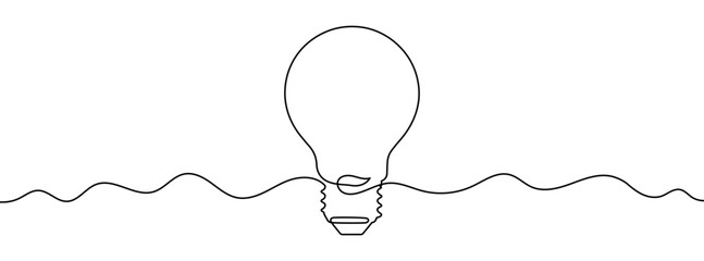 Wall Mural - Continuous editable line drawing of light bulb. Light bulb icon in one line.