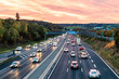 © Westend61 - Germany, Baden-Wurttemberg, Leonberg, Traffic along Bundesautobahn 8 at dusk