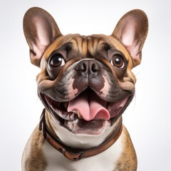 Wall Mural - Happy French bulldog on white background