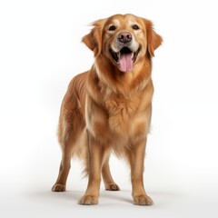 Wall Mural - Happy Golden retriever on a white background