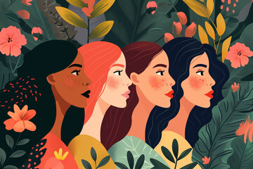 Wall Mural - Women day - Women illustration - AI Generative