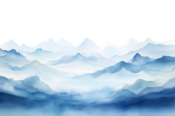 Naklejka na meble Light blue watercolor waves mountains on white background