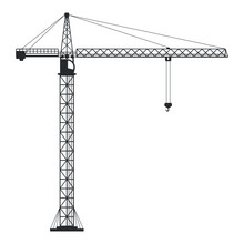 Tower Crane Icon. Build Machine. Vector Illustration.