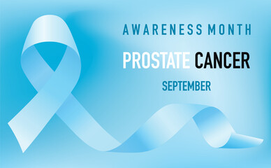 Wall Mural - The blue ribbon as a symbol of prostate cancer awareness is celebrated in September. Banner, Poster.