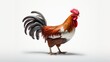 an isolated rooster, its confident stance and vibrant plumage making a bold statement against a pristine white surface.