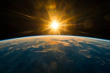 Wall Mural - Sunrise over Earth from Space
