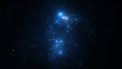 Poster - Panorama Space scene with planets, stars and galaxies. Banner template. Many Nebulae and galaxies in space, many light years away. Deep Universe. Large-scale structure. 3D render