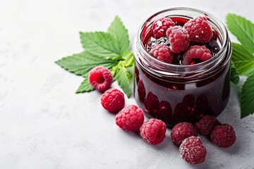 Canvas Print - Strawberry jam in glass jar