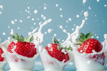 Sticker - Strawberries with milk splash