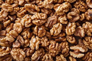 Wall Mural - Walnuts background, top view