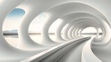 Fototapeta Do przedpokoju - High-speed urban journey: An abstract representation of speed and motion in a modern urban tunnel, capturing the energy and dynamism of a fast-paced city life