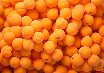 Wall Mural - Heap of fresh ripe apricots, top view