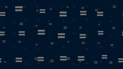 Poster - Equals symbols float horizontally from left to right. Parallax fly effect. Floating symbols are located randomly. Seamless looped 4k animation on dark blue background