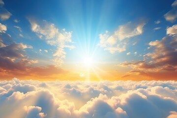 Wall Mural - the sun shines brightly through the clouds in the sky above the clouds in the sky, and the sun shine