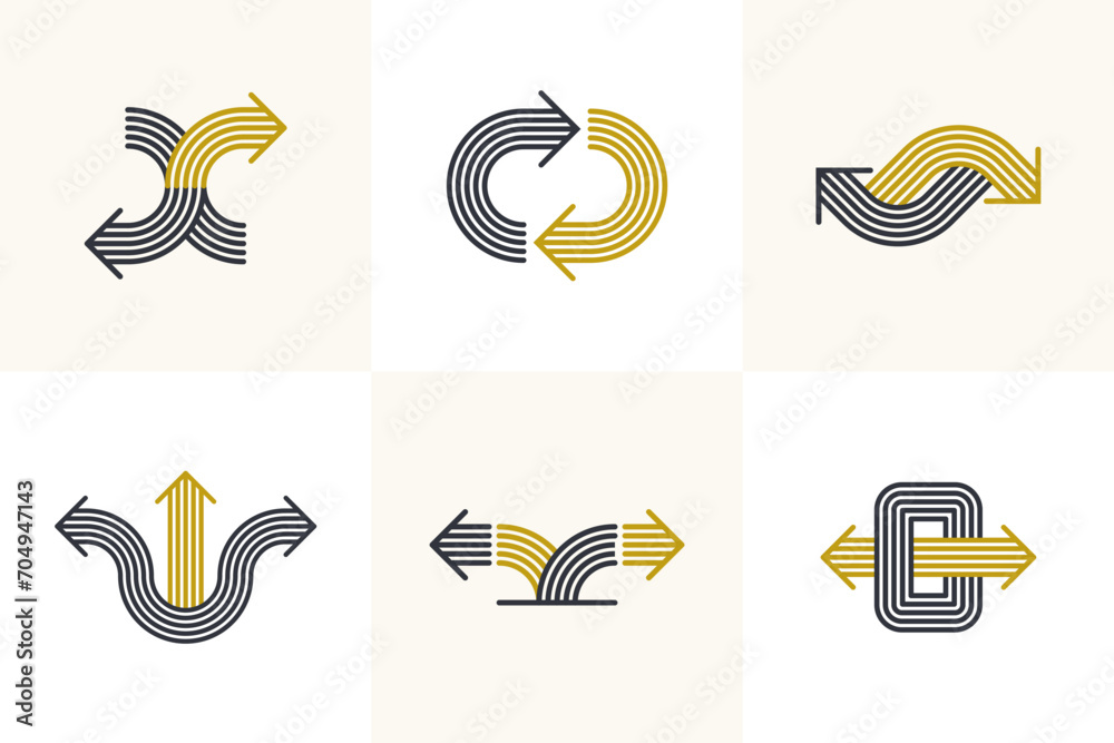 Arrow vector original logos set isolated, pictogram symbol of double ...