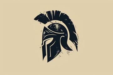 Wall Mural - Elegant and unique warrior helmet logo.