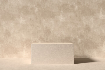 Aufkleber - Beige marble rectangle or cube shaped podium or platform mockup for product display.