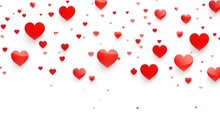  Visual Of Red Hearts Cascading Like Raindrops, Forming An Abstract And Enchanting Display, Set Against A Clean White Background In Celebration 
