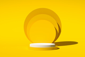 Aufkleber - Yellow colored round podium or pedestal with circle stands on the background.