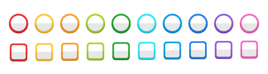 Wall Mural - circle and rectangle shape blank web buttons collection flat style