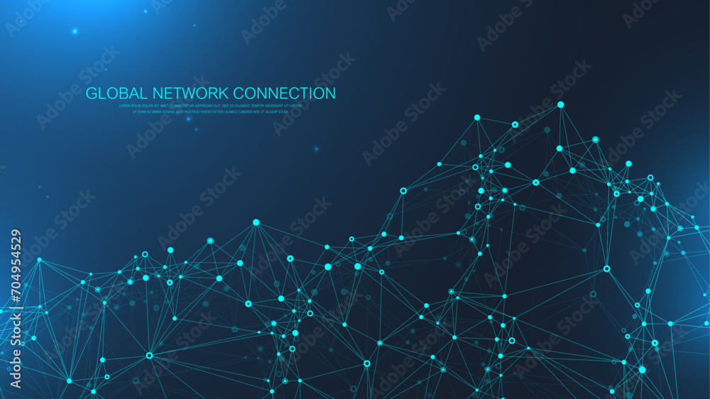 Global network connection banner design template. Header social network ...