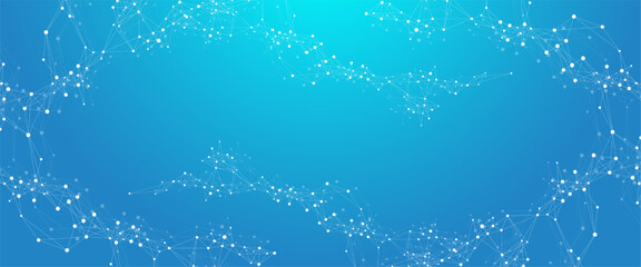 Poster - Global network connection banner design template. Header social network communication in the global business concept. Big data visualization. Internet technology