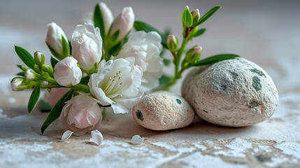 Wall Mural - easter eggs with flowers