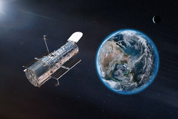Wall Mural - space telescope the hubble near by earth planet. elements of this image furnished by nasa.