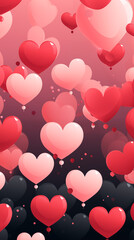 Wall Mural - Valentine's Day card. Red hearts background.