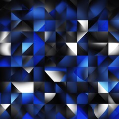 Fototapete - Seamless pattern. Abstract geometric background with blue and white triangles