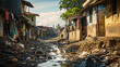Slums in poor countries. A country that remains in development.
