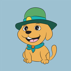 dog happy and funny character cute vector drawing 