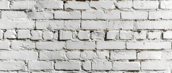 Wall Mural - Abstract white brick wall texture for pattern background. wide panorama picture.