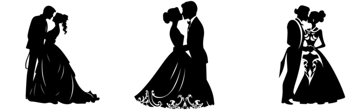 Black and white sketch of wedding couple 