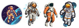 Fototapeta Dziecięca - astronaut collection different colors, spacecraft illustration