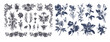 Vintage vector Set. Floral elements for design of monograms