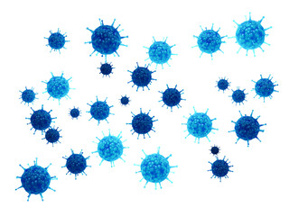 Wall Mural - Viruses are infectious pathogens that replicates in living cells. Blue viruses isolated.