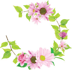Sticker - floral wreath hand drawn style design