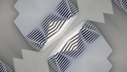 Aufkleber - Fantastic transformation light gray geometric shape. 3d rendering loop animation