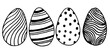 Set collection of hand drawn black lined easter eggs with different dots, waves, lines.Easter party isolated elements.Isolated